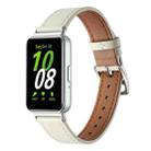 For Samsung Galaxy Fit 3 Sewing Thread Genuine Leather Watch Band(Creamy White) - 1
