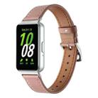 For Samsung Galaxy Fit 3 Sewing Thread Genuine Leather Watch Band(Dark Pink) - 1