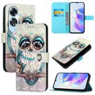 For OPPO A60 4G Global 3D Painting Horizontal Flip Leather Phone Case(Grey Owl) - 1
