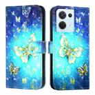 For OPPO Reno8 5G Global 3D Painting Horizontal Flip Leather Phone Case(Golden Butterfly) - 2