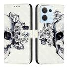 For OPPO Reno8 5G Global 3D Painting Horizontal Flip Leather Phone Case(Skull) - 2