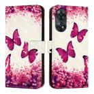 For OPPO Reno8 T 4G Global 3D Painting Horizontal Flip Leather Phone Case(Rose Butterfly) - 2