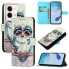 For OPPO Reno9 5G / Reno9 Pro 5G 3D Painting Horizontal Flip Leather Phone Case(Grey Owl) - 1