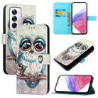 For OPPO Reno12 Global 3D Painting Horizontal Flip Leather Phone Case(Grey Owl) - 1