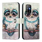 For OPPO A94 5G Global 3D Painting Horizontal Flip Leather Phone Case(Grey Owl) - 2