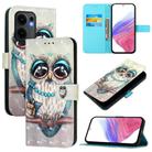 For OPPO Reno13 F 5G Global 3D Painting Horizontal Flip Leather Phone Case(Grey Owl) - 1