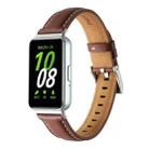 For Samsung Galaxy Fit 3 Pointed Tail Genuine Leather Watch Band(Brown) - 1