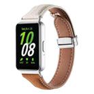 For Samsung Galaxy Fit 3 Litchi Texture Magnetic Buckle Slim Leather Watch Band(Milk White+Yellow Brown) - 1