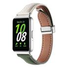 For Samsung Galaxy Fit 3 Litchi Texture Magnetic Buckle Slim Leather Watch Band(Milk White+Dark Green) - 1