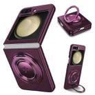 For Samsung Galaxy Z Flip4 5G 360 Degree Rotating Holder MagSafe PC Full Coverage Shockproof Phone Case(Purple) - 1