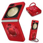 For Samsung Galaxy Z Flip5 5G 360 Degree Rotating Holder MagSafe PC Full Coverage Shockproof Phone Case(Red) - 1
