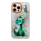 For iPhone 15 Pro Splash-ink AI Cute Dragon PC Hybrid TPU Phone Case(Green Dragon) - 1