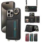 For iPhone 15 Pro Max Crossbodys Card Bag Ring Holder Leather Phone Case(Black) - 1