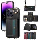 For iPhone 14 Pro Max Crossbodys Card Bag Ring Holder Leather Phone Case(Black) - 1