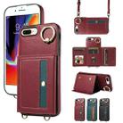 For iPhone 7 / 8 / SE 2022 Crossbodys Card Bag Ring Holder Leather Phone Case(Red) - 1