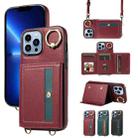 For iPhone 13 Pro Max Crossbodys Card Bag Ring Holder Leather Phone Case(Red) - 1