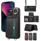 For iPhone 13 Crossbodys Card Bag Ring Holder Leather Phone Case(Black) - 1
