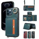 For iPhone 12 Pro Max Crossbodys Card Bag Ring Holder Leather Phone Case(Green) - 1