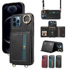 For iPhone 12 Pro Max Crossbodys Card Bag Ring Holder Leather Phone Case(Black) - 1