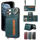 For iPhone 11 Pro Max Crossbodys Card Bag Ring Holder Leather Phone Case(Green) - 1