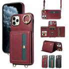 For iPhone 11 Pro Max Crossbodys Card Bag Ring Holder Leather Phone Case(Red) - 1
