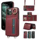 For iPhone 11 Pro Crossbodys Card Bag Ring Holder Leather Phone Case(Red) - 1