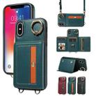 For iPhone X / XS Crossbodys Card Bag Ring Holder Leather Phone Case(Green) - 1