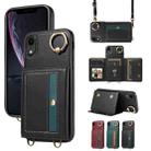 For iPhone XR Crossbodys Card Bag Ring Holder Leather Phone Case(Black) - 1