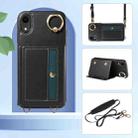 For iPhone XR Crossbodys Card Bag Ring Holder Leather Phone Case(Black) - 2