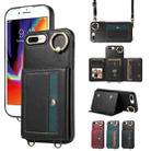 For iPhone 7 Plus / 8 Plus Crossbodys Card Bag Ring Holder Leather Phone Case(Black) - 1