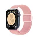 For Apple Watch SE 2023 44mm Carbon Fiber Texture Snap Buckle Nylon Watch Band(Pink) - 1