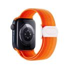 For Apple Watch SE 2023 44mm Carbon Fiber Texture Snap Buckle Nylon Watch Band(Gradient Orange) - 2