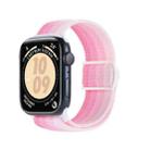 For Apple Watch SE 2023 44mm Carbon Fiber Texture Snap Buckle Nylon Watch Band(Gradient Pink) - 1