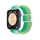 For Apple Watch SE 2023 44mm Carbon Fiber Texture Snap Buckle Nylon Watch Band(Gradient Green) - 1