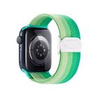 For Apple Watch SE 2023 44mm Carbon Fiber Texture Snap Buckle Nylon Watch Band(Gradient Green) - 2