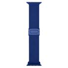 For Apple Watch SE 2023 44mm Carbon Fiber Texture Snap Buckle Nylon Watch Band(Blue) - 3