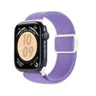 For Apple Watch SE 2023 44mm Carbon Fiber Texture Snap Buckle Nylon Watch Band(Purple) - 1