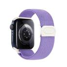 For Apple Watch SE 2023 44mm Carbon Fiber Texture Snap Buckle Nylon Watch Band(Purple) - 2