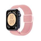 For Apple Watch Series 9 45mm Carbon Fiber Texture Snap Buckle Nylon Watch Band(Pink) - 1