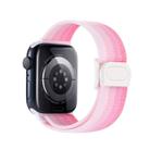 For Apple Watch Series 9 45mm Carbon Fiber Texture Snap Buckle Nylon Watch Band(Gradient Pink) - 2