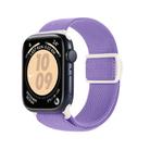 For Apple Watch Series 9 41mm Carbon Fiber Texture Snap Buckle Nylon Watch Band(Purple) - 1