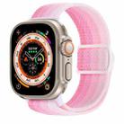 For Apple Watch Ultra 49mm Carbon Fiber Texture Snap Buckle Nylon Watch Band(Gradient Pink) - 1
