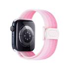 For Apple Watch Series 8 41mm Carbon Fiber Texture Snap Buckle Nylon Watch Band(Gradient Pink) - 2