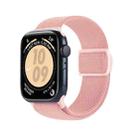 For Apple Watch SE 2022 44mm Carbon Fiber Texture Snap Buckle Nylon Watch Band(Pink) - 1