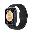 For Apple Watch SE 2022 44mm Carbon Fiber Texture Snap Buckle Nylon Watch Band(Black) - 1