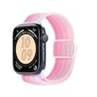 For Apple Watch SE 2022 44mm Carbon Fiber Texture Snap Buckle Nylon Watch Band(Gradient Pink) - 1