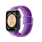 For Apple Watch SE 2022 44mm Carbon Fiber Texture Snap Buckle Nylon Watch Band(Gradient Purple) - 1