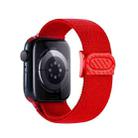 For Apple Watch SE 44mm Carbon Fiber Texture Snap Buckle Nylon Watch Band(Red) - 2