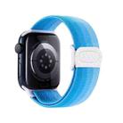 For Apple Watch Series 5 44mm Carbon Fiber Texture Snap Buckle Nylon Watch Band(Gradient Blue) - 2