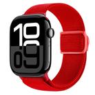 For Apple Watch Series 10 46mm Carbon Fiber Texture Snap Buckle Nylon Watch Band(Red) - 1